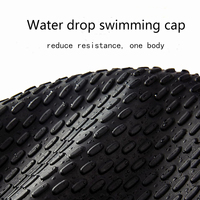 Bonnet de bain en silicone haute élasticité à texture goutte d'eau, bonnet de bain universel pour hommes et femmes