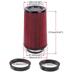 Filtro de Aire de Alto Flujo, Cono Rojo Universal para Auto, 271mm 102mm 76mm 89mm - Product Image 1