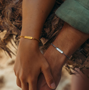 Inspire Jewelry – <span class=keywords><strong>Bracelet</strong></span> en acier inoxydable 18K or personnalisé <span class=keywords><strong>avec</strong></span> nom arabe, chaîne cubaine vierge rectangulaire, <span class=keywords><strong>Bracelet</strong></span> d'amitié pour Couple - Product Image 2