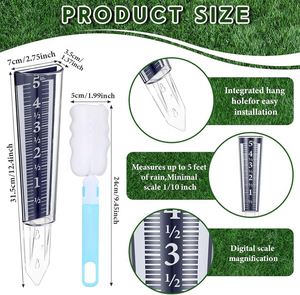 Pluviomètre extérieur 5 pouces facile à lire, impression sérigraphique, en ABS, outil de mesure précise de la pluie pour jardin, idéal pour la promotion - Product Image 2