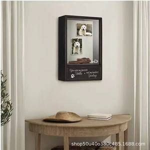 Wooden Pet <b>Memorial</b> Photo <b>Frame</b> Black Rectangle Wall Mountable With Drawer For Dog Cat <b>Memorial</b> Living Room Bedroom - Product Image 1