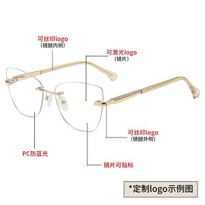 משקפי ראייה אופטיים ללא מסגרת, בעיצוב עין חתול, אופנתיים לנשים, עם חסימת אור כחול, עם לוגו בהתאמה אישית לשנת 2025 - Product Image 6