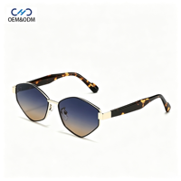 Lunettes de soleil géométriques hexagonales en métal A20064 pour femmes et hommes, verres PC polygonaux fins, branches en acétate, protection UV400