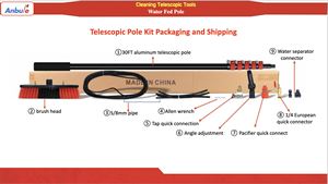 Poste de Limpieza Profesional con Alimentación de Agua de 12 a 32 Pies, Poste de Extensión Telescópico Ajustable, <span class=keywords><strong>Kit</strong></span> de Cepillo de Limpieza con Alimentación de Agua - Product Image 4