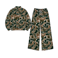 Ensembles de vêtements pour filles à imprimé camouflage, haut à manches longues et pantalon, tenue décontractée respirante, vente en gros de vêtements d'automne pour enfants