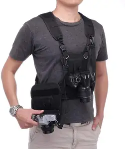 Двойной нагрудный жилет с несколькими камерами, боковой кобура, защитные ремни для лучших брендов DSLR-камер