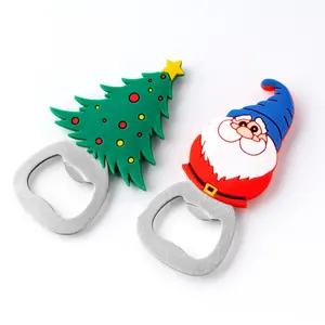 Regali di viaggio personalizzato morbido PVC 3D magnete 2D apribottiglie babbo natale per bottiglia apribottiglie di natale