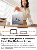 Support vertical réglable pour ordinateur portable UGREEN LP991 en aluminium 2 en 1, pour ordinateur portable, tablette et autres appareils jusqu'à 16 pouces
