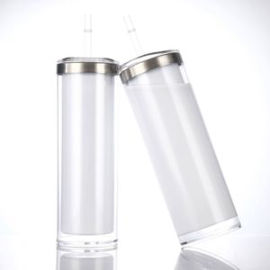 Offre Spéciale – Tasse à sublimation 20oz effet boule à neige, droite, avec paillettes, pour soda, bière, café, avec couvercle et paille – Cadeaux (sans isolation thermique) - Product Image 1