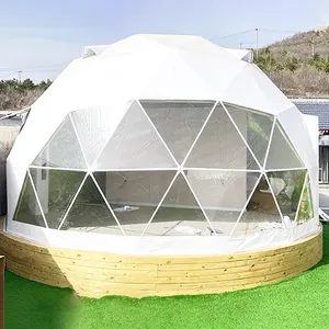 FEAMONT Barraca de glamping luxuosa com cúpula geodésica para eventos ao ar livre, material de aço para janelas, à prova d'água, material de PVC para exposição de eventos