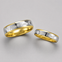 18K Vergoldeter Edelstahl Paarring mit Gravur 'Love Forever' Hochzeitstag Premium Nicht Verblassend