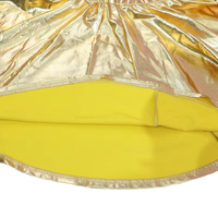 Jupe de performance dorée brillante pour enfants, taille élastique large, doublure jaune anti-transparence, mini-jupe évasée pour filles, idéale pour les fêtes et la scène