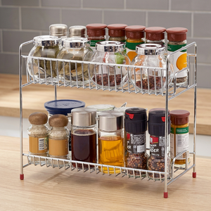 Elegant Design Durable Glass & Metal Spice <b>Rack</b> Space Saving for Efficient Tableware <b>Storage</b> - Product Image 6