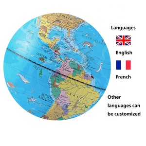 Globo Terráqueo Educativo <span class=keywords><strong>de</strong></span> PVC para Niños, 25 cm, Color Rosa, con Ilustraciones <span class=keywords><strong>de</strong></span> Animales, Mapa Mundial en Inglés/Francés, Globo Giratorio <span class=keywords><strong>de</strong></span> Escritorio <span class=keywords><strong>de</strong></span> 360 Grados - Product Image 4