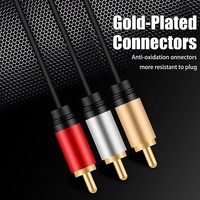Câble AV en cuivre OFC torsadé, 3 RCA mâle-mâle, plaqué or, gaine en PVC, pour HDTV, DVD, décodeur, microphone, système de haut-parleurs