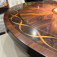 Meubles européens en bois massif de style antique royal, ensemble table et chaises de luxe vintage pour hôtel et villa personnalisable