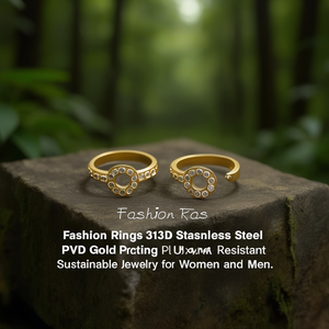 Fashion <b>Rings</b> 316L Stainless Steel PVD Gold Plating Resistant Sustainable Jewelry for Women and Men - Product Image 3