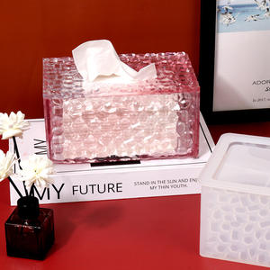 Kotak tisu dapat ditumpuk, kotak penyimpanan berlian cetakan Resin dengan tutup bentuk persegi panjang cetakan silikon epoksi Resin - Product Image 5