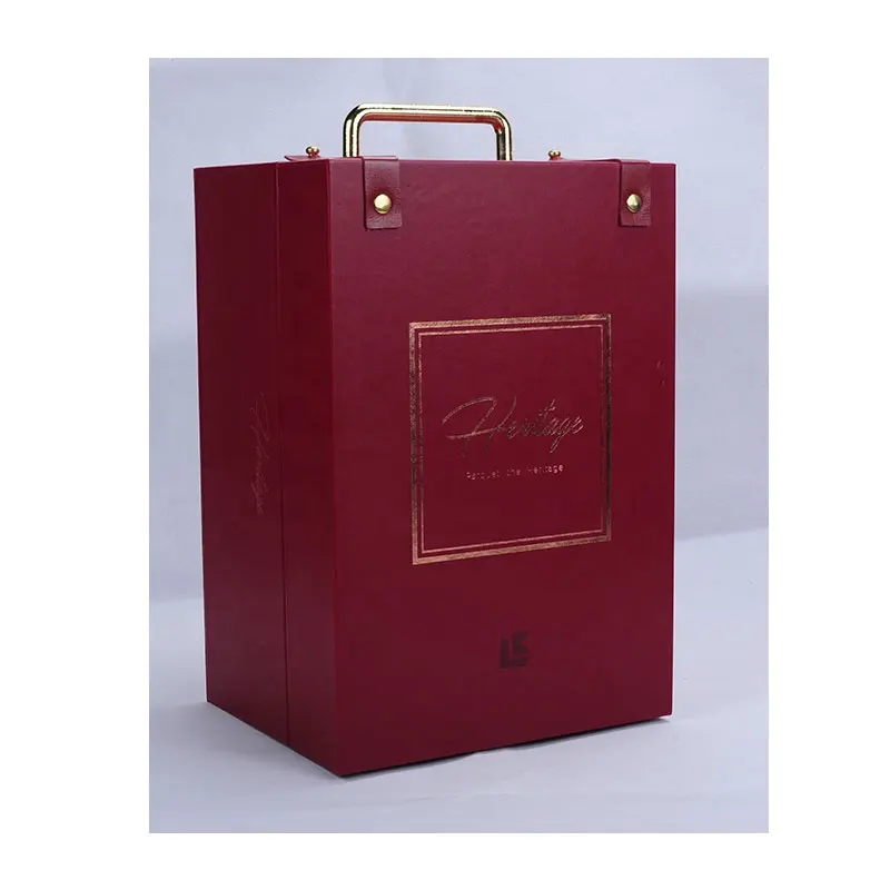 हाई ग्रेड वाइन लेदर बॉक्स डबल सिंगल रेड वाइन गिफ्ट ऑयल पु लेदर कस्टमाइज्ड गिफ्ट बॉक्स केस कार्टन पैकिंग