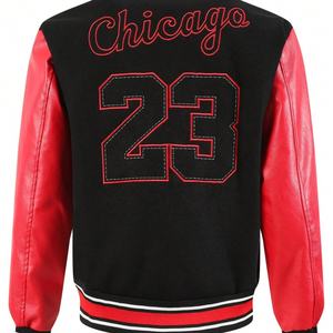 Veste bomber varsity en cuir à manches longues pour homme, avec logo personnalisé, broderie chenille de haute qualité, patchwork, streetwear, hiver - Product Image 2
