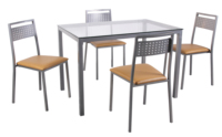 Table à manger et chaises simples en verre, ensemble de 6 chaises modernes '1 + 4, table à manger