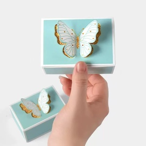 Boîte à bonbons pliable 3D en forme de papillon, vert menthe, en carton, cadeau carré, réutilisable, pour mariage, fête, décoration, <span class=keywords><strong>chocolat</strong></span>, vide - Product Image 4
