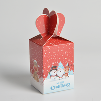 Boîtes de bonbons sucrés de Noël de vente chaude Boîte de papier cadeau de friandises de Noël avec poignée en ruban