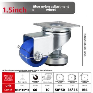 3-Zoll-Fußkupplungsrollen mit horizontaler Einstellung, Stützrahmen, Universalrad, Foma 1,5-5 Zoll, Top-Plattenmontage, Nivellierung - Product Image 6