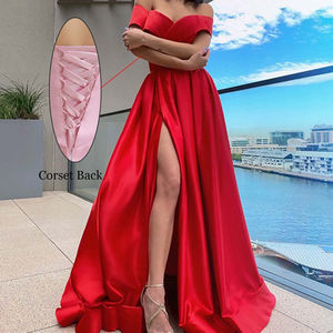 Off כתף חתיכה אחת ארוך שמלה אדום Vestidos נשים של חתונה מסיבת שמלת Pleindi-ערב Vestido דה Festa - Product Image 2