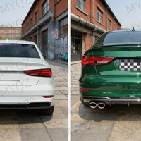 Nouvel ensemble de pare-chocs arrière style RS3 pour Audi A3 8VPA Berline, fixation par boulons, ajustement universel 2017-2020, kit complet avec diffuseur et embouts d'échappement