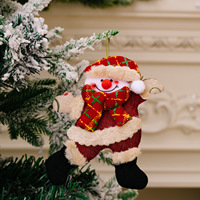 Petites figurines de Noël en tissu et décorations suspendues - Père Noël dansant, bonhomme de neige, cerf, ours - Accessoires pour sapin de Noël, cadeaux