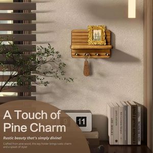 Wooden <b>Wall</b> <b>Shelf</b> Key Rack <b>Wall</b> <b>Mounted</b> Storage Holder For Living Room Entrance - Product Image 4