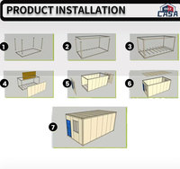 Conteneur de bureau de luxe préfabriqué de 20 pieds, bâtiment modulaire détachable et portable, design moderne, pour 2 bureaux à domicile, entrepôt ou magasin