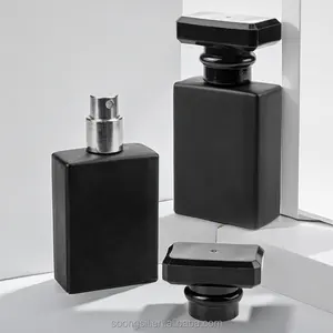 Wholesale New Design Luxury square 30ml 50ml 100ml Color Coating Magnetic Cap Spray Black Glass Perfume Bottle