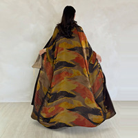 Abaya ouverte en mousseline imprimée avec hijab pour femme, ensemble deux pièces ample et fluide style kimono maxi, tenue musulmane