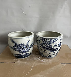 <span class=keywords><strong>Vase</strong></span> à fleurs en céramique à motif de fleurs de style chinois antique Pot de fleurs en porcelaine Pots à poissons Grandes cuves de poissons dessinés à la main - Product Image 1