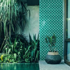 Tuile murale en mosaïque de porcelaine craquelée vert <span class=keywords><strong>turquoise</strong></span> en forme d'éventail pour l'amélioration de l'habitat - Product Image 6
