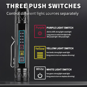 Linterna de identificación con cuatro fuentes de luz, tipo bolígrafo, recargable por USB tipo C, con clip para inspección - Product Image 2