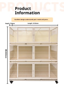 Cage d'élevage pour chats de petite taille, modèle Iron Cat, pour usage domestique et intérieur, avec conception à trois niveaux et trois plateaux, panneau arrière solide amélioré - Product Image 4