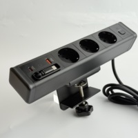 Multiprise de bureau à fixation par pince avec port USB-C PD 20W et câble USB-C rétractable pour bureau et domicile (norme UE)