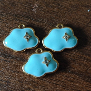 Ciondoli Fai-da-Te Moyamiya in Acciaio Inossidabile Placcato <span class=keywords><strong>Oro</strong></span> Anti-Ossidazione con Zirconi, Cuori, Nuvole, Fiori e Uccelli per Collane e Gioielli - Product Image 2