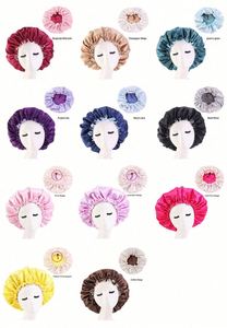 Extra Large Adjustable Double Layer <b>Hair</b> <b>Bonnets</b> With Drawstring <b>for</b> Women Night Sleeping Long Silky Satin <b>Bonnet</b> Gifts - Product Image 2