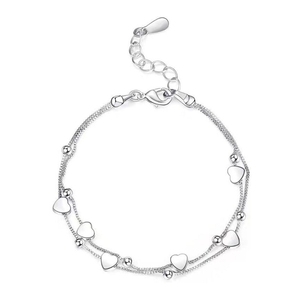 Hypoallergenic Heart Chain Bangle Bracelet Xmas Birthday Jewelry Gift Adjustable Multilayer Beads Bracelets <strong>for</strong> Women <strong>Mum</strong> Her - Product Image 1