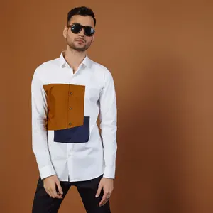 Camisa de trabajo de algodón de popelina de doble cuadrado Cuello alto Manga larga Estilo formal con estampado de frutas Tallas XL XXL 5XL para primavera - Product Image 3