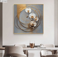 Art mural floral blanc moderne de luxe pour salon, hôtel, nouvelle mode, peinture abstraite Phalaeopsis florale à effet 3D en relief