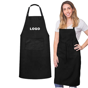 Tablier publicitaire CTY pour femmes, sans manches, 2 poches, en polyester, lavable, noir, pour cuisine, nettoyage, barbecue, logo personnalisé - Product Image 2