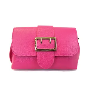 Wholesale Italy Brand New Fashionable Genuine Leather Buckle Flap Crossbody Bag For Ladies Handmade Customization