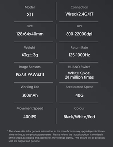 Tấn Công Cá Mập X11 Chuột Không Dây Trọng Lượng Nhẹ Paw3311 E-Trò Chơi Thể Thao Ba Chế Độ Bt Chuột Chơi Game Không Dây Cho Máy Tính Máy Tính Xách Tay - Product Image 4
