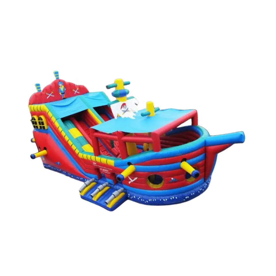 Bateau thème château gonflable toboggan bateau maison gonflable combo toboggan commercial videur et cavalier pour enfants adultes souffleur