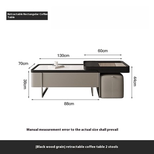 Italian Medieval Minimalist Technology Square <strong>Coffee</strong> <strong>Table</strong> Retractable <strong>Stools</strong> Creative Light Luxury High-End for Small Panel - Product Image 6